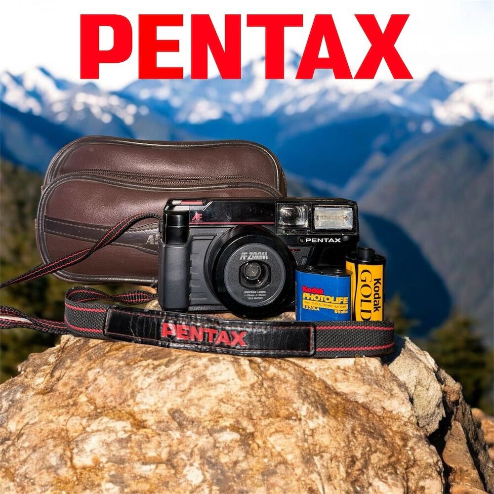 Pentax Zoom 70 AF Macro Point and Shoot 35mm Film Camera Black with Albinar case
